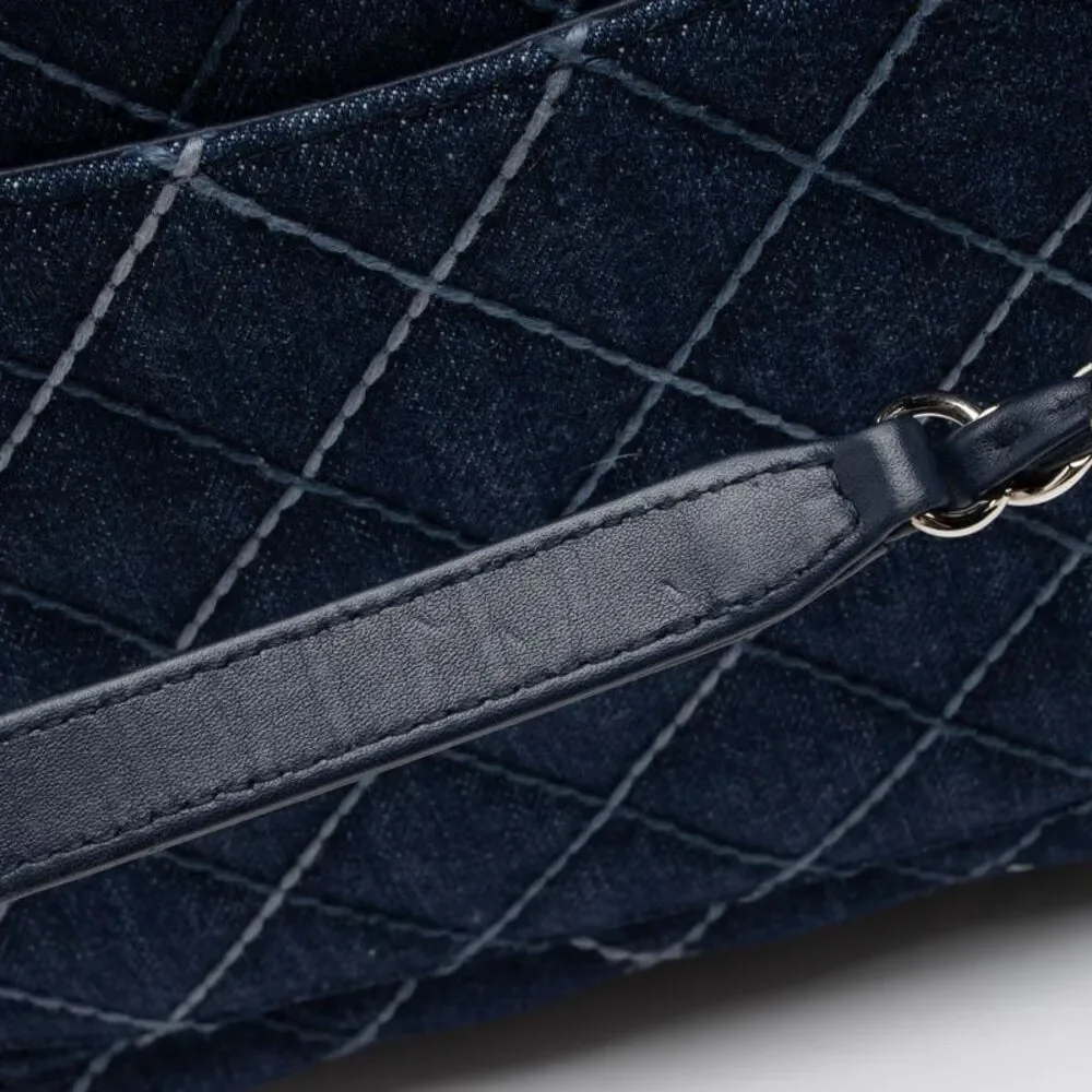 Chanel Quilted Denim Coco Handle Shopping Tote